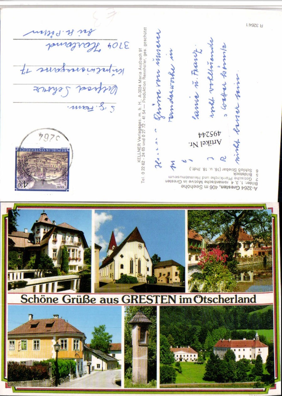 495244,Gresten Kirche Bildstock Schloss Stiebar Mehrbildkarte