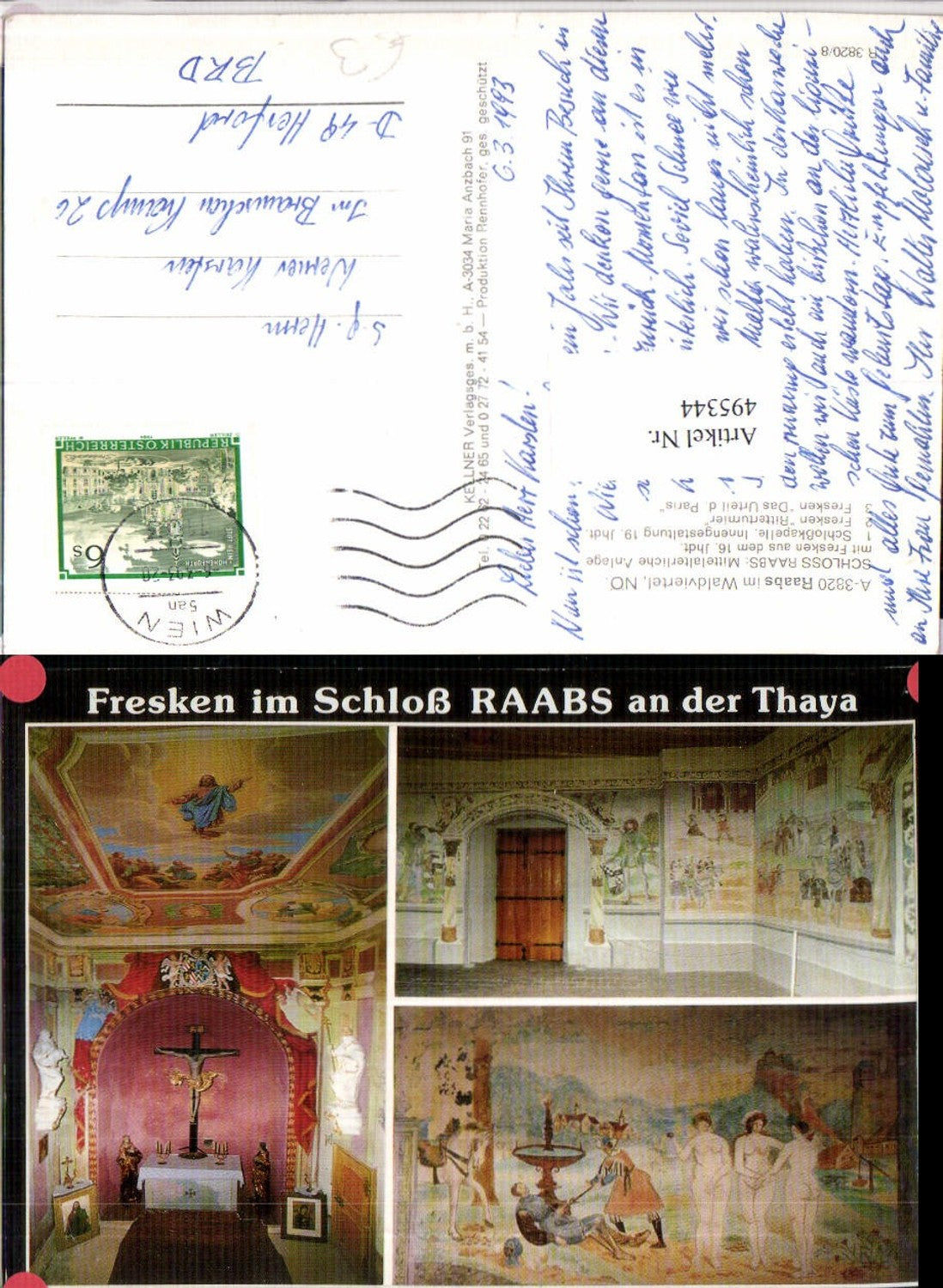 495344, Raabs an der Tahya Castle Chapel Frescoes Multi-image postcard