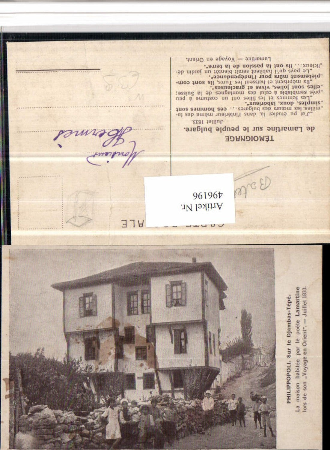 496196,Bulgaria Philippopoli Sur le Djambas-Tepe Maison habitee Lamartine Haus