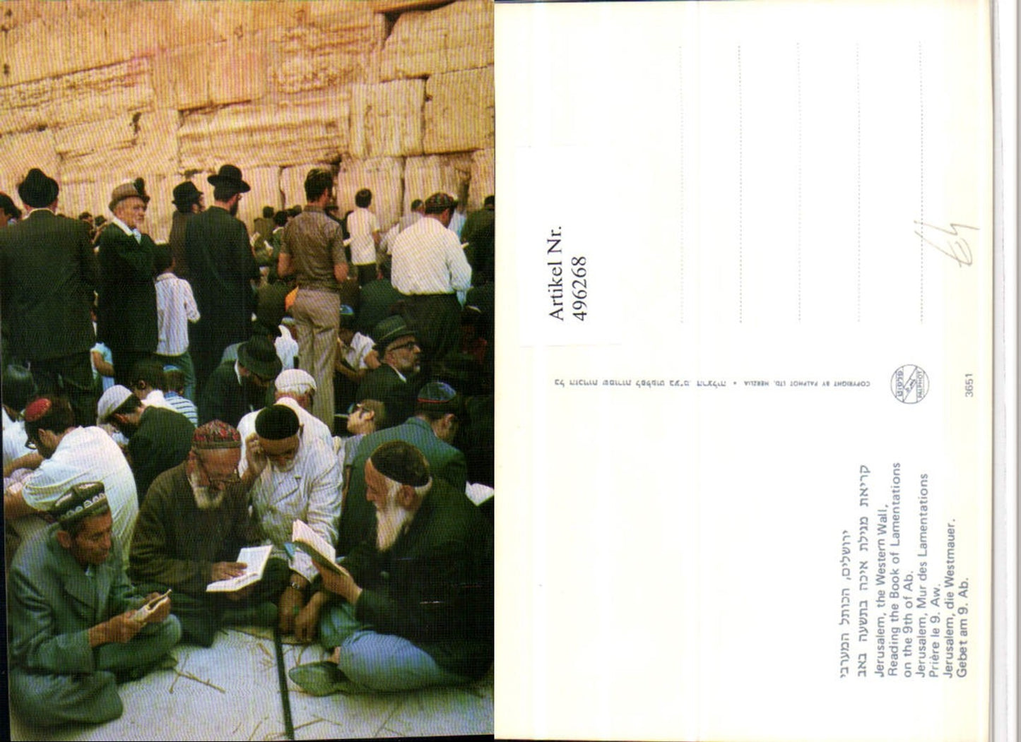 496268,Israel Jerusalem Western Wall Reading Book of Lamentations Volkstypen