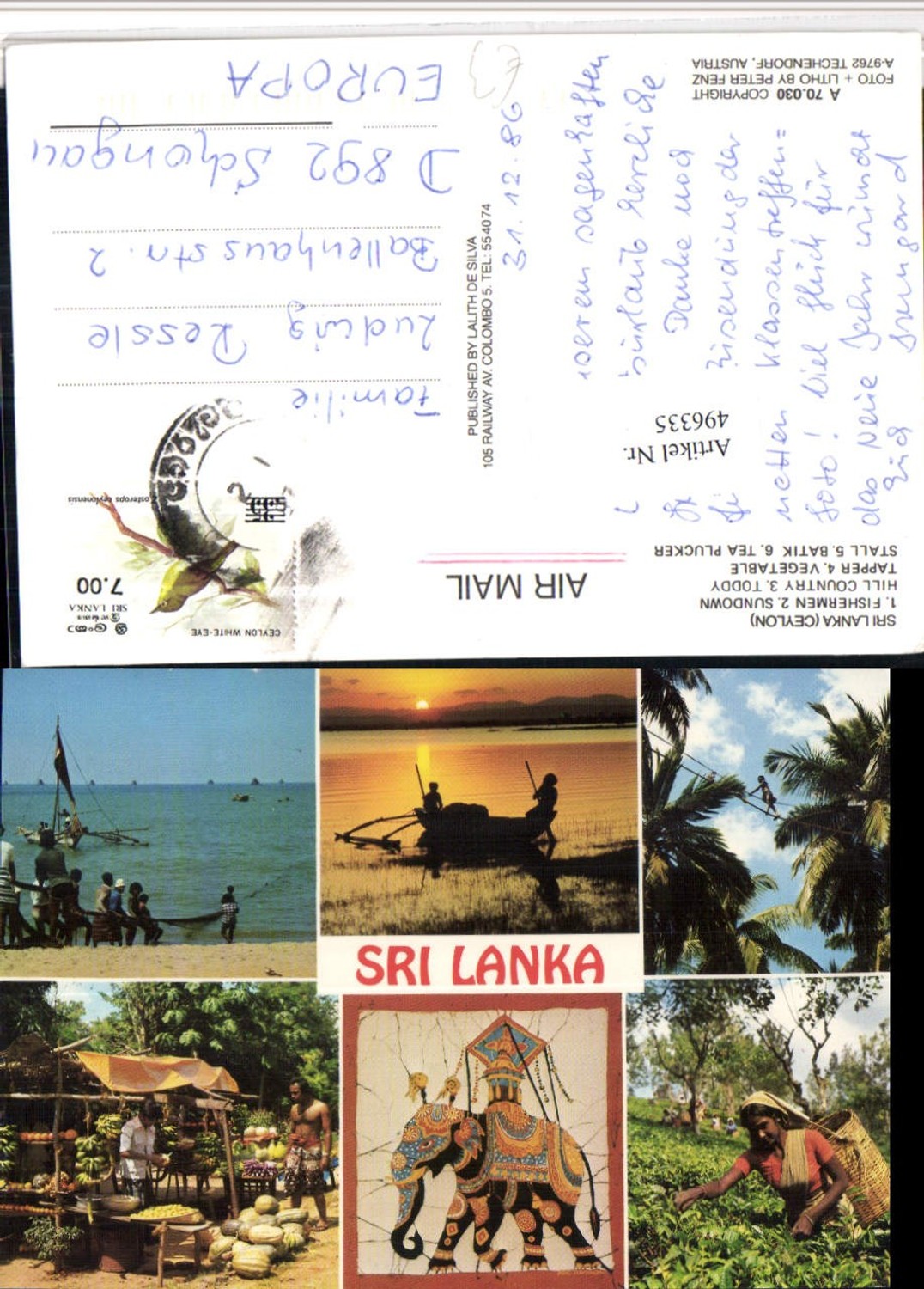 496335,Ceylon Sri Lanka Strand Typen Vegetable Mehrbildkarte