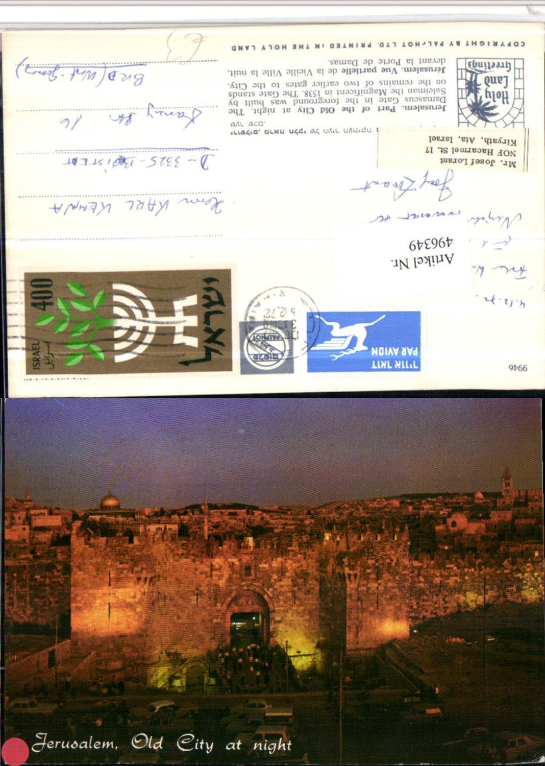 496349,Israel Jerusalem Old City at night Teilansicht