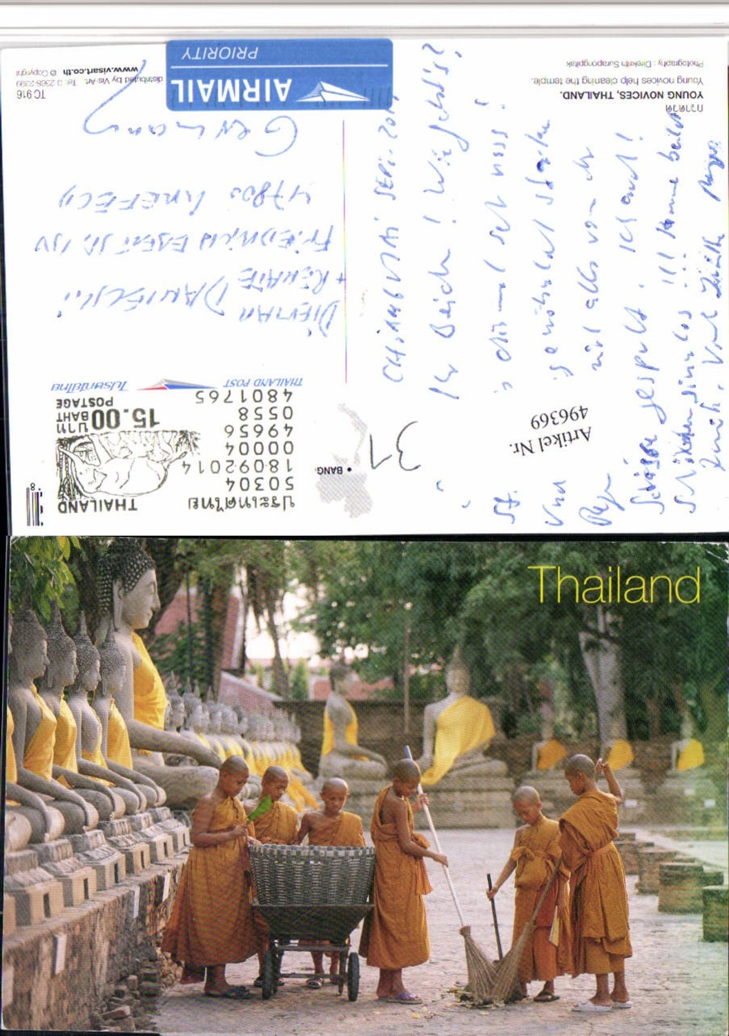 496369,Thailand Temple Young Novices Buddhisten Kinder Typen Besen