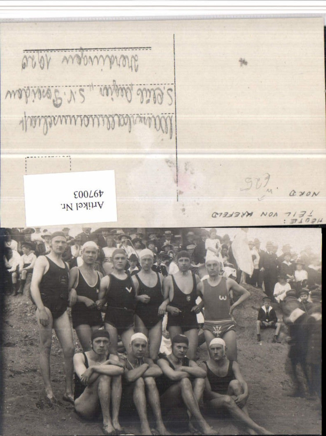 497003,Foto AK Krefeld Uerdingen 1920 Wasserballmannschaft Bademode