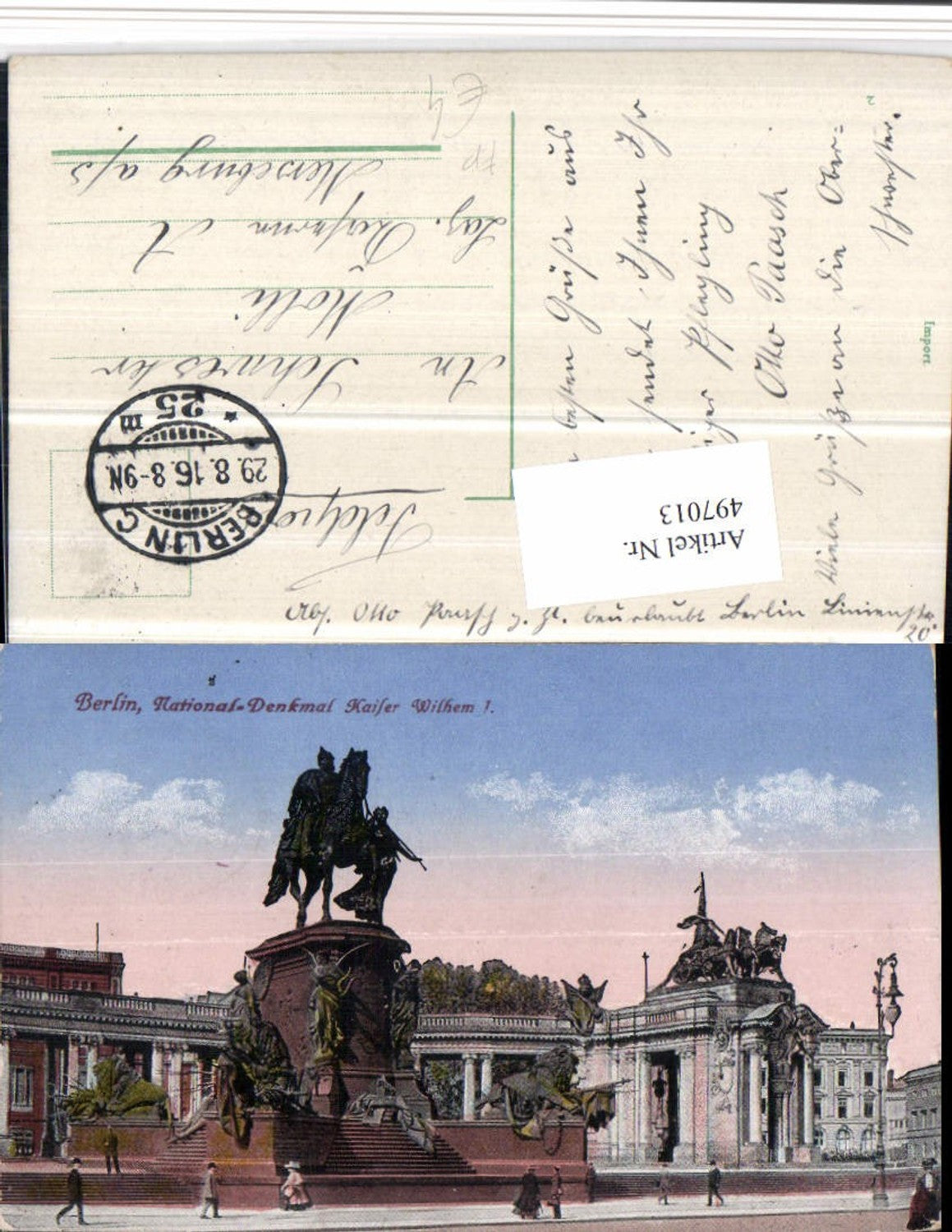 497013,Berlin National-Denkmal Kaiser Wilhelm Feldpost