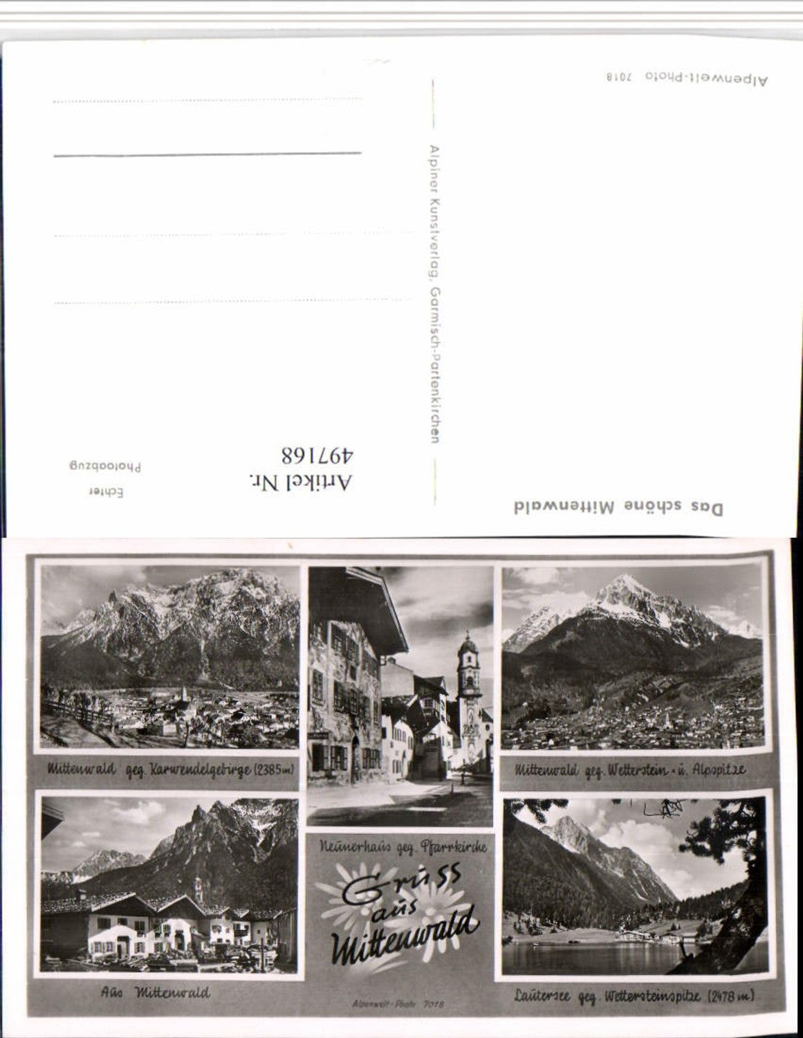 497168,Mittenwald Totale Neunerhaus Lautersee Mehrbildkarte