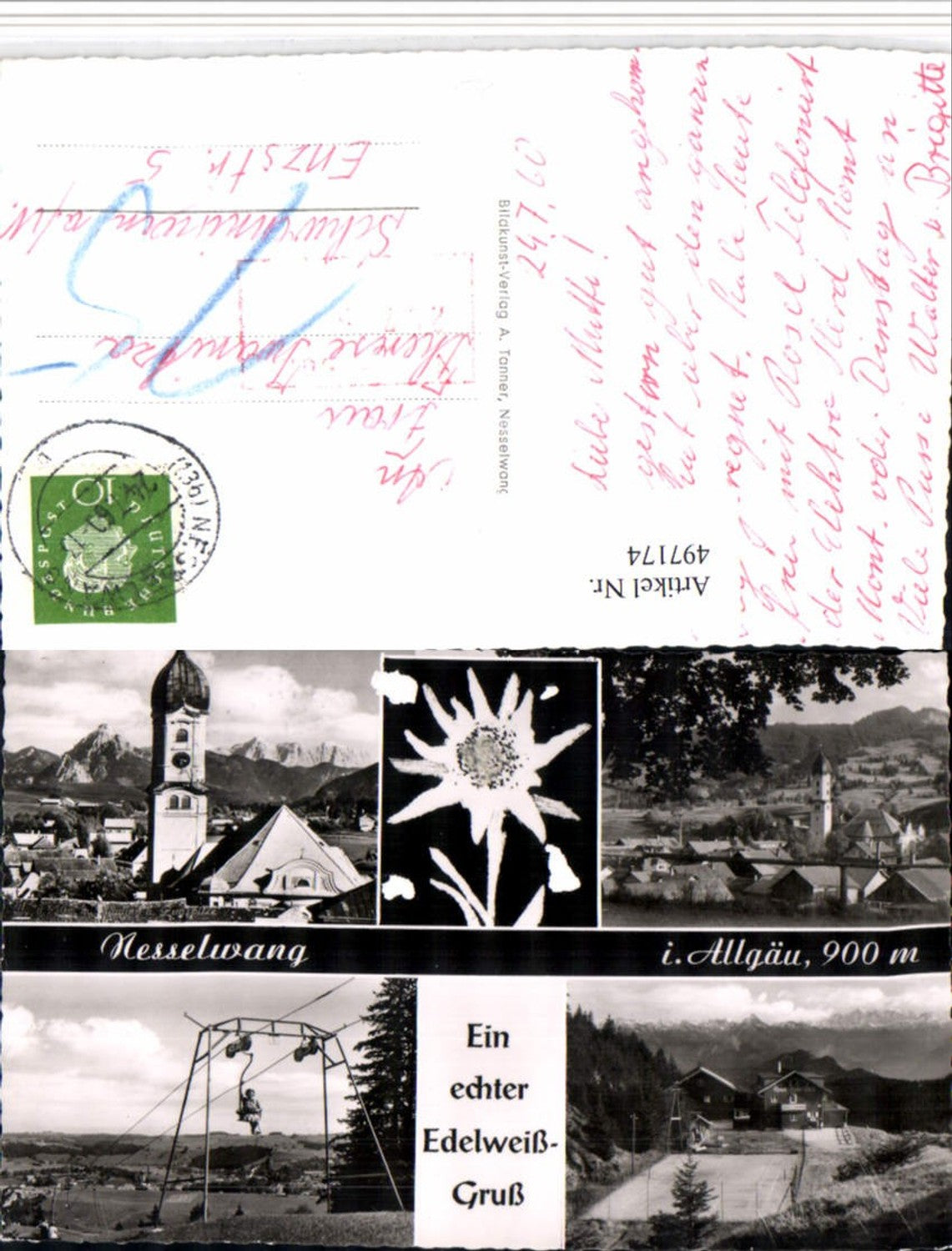 497174,Nesselwang im Allgäu Totale Kirche Sessellift Mehrbildkarte