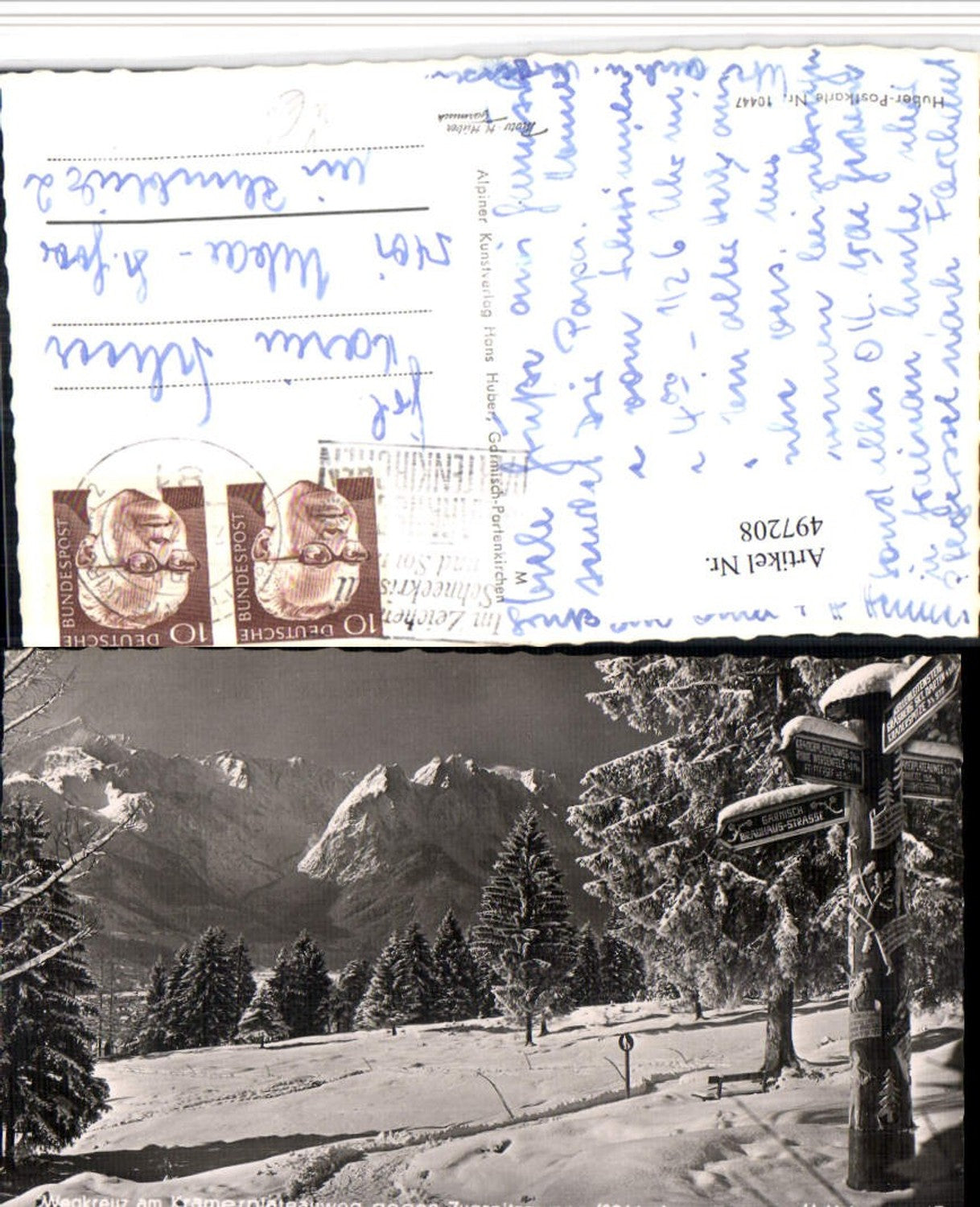 497208,Wegkreuz Kramperlateauweg b. Garmisch Bergkulisse pub Huber 10447