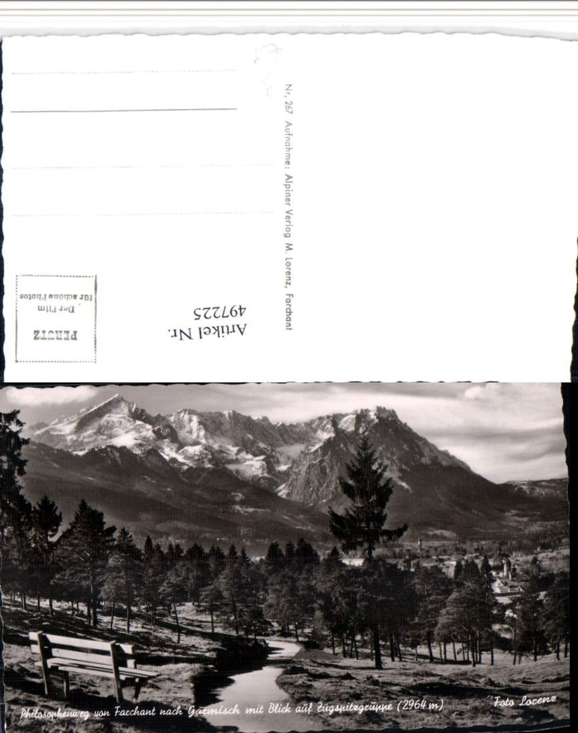 497225,Wegpartie von Farchant nach Garmisch m. Zugspitze Bergkulisse