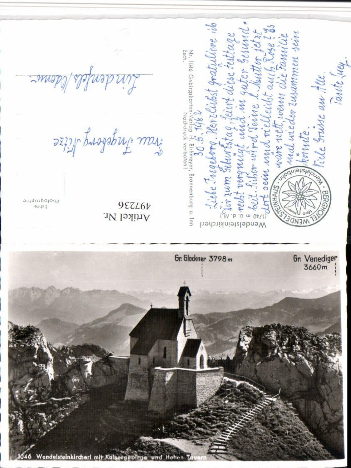 497236,Wendelsteinkirchl Kirche b. Bayrischzell m. Tauern Bergkulisse