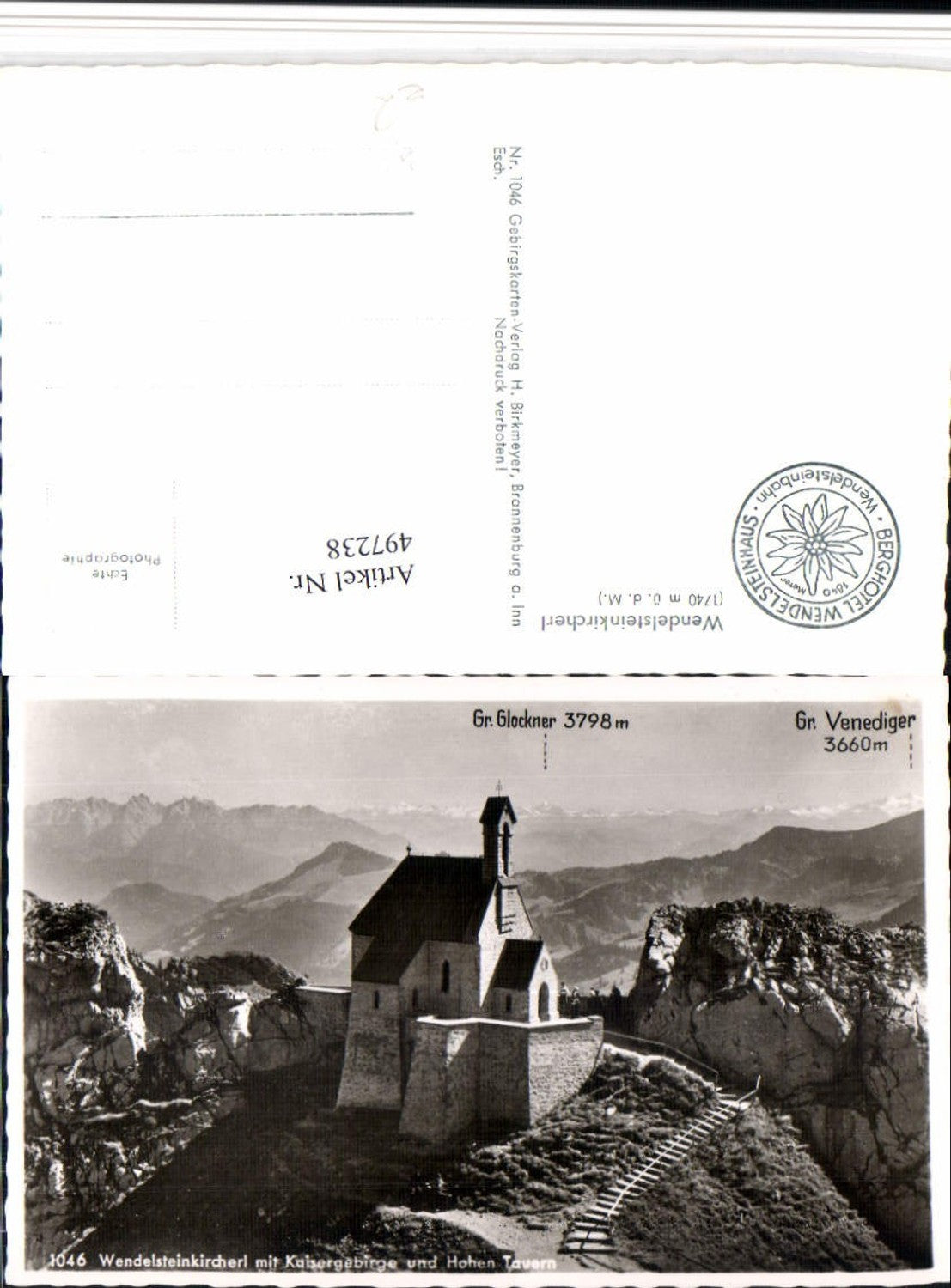 497238,Wendelsteinkirchl Kirche b. Bayrischzell m. Tauern Bergkulisse