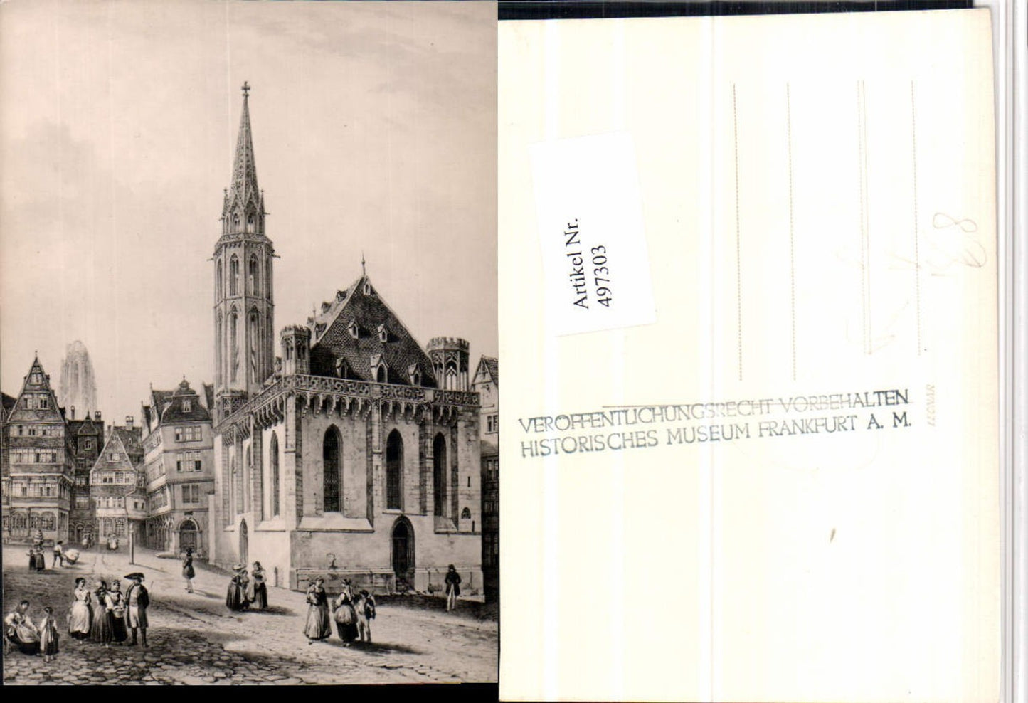497303,Künstler AK Frankfurt am Main Nikolai-Kirche pub Historisches Museum