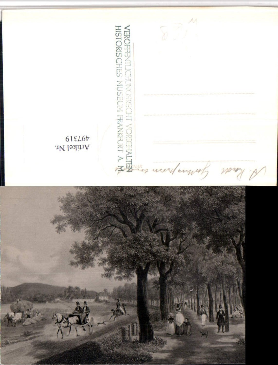 497319,Künstler AK A. Radl Frankfurt Allee Kutsche pub Hist. Museum