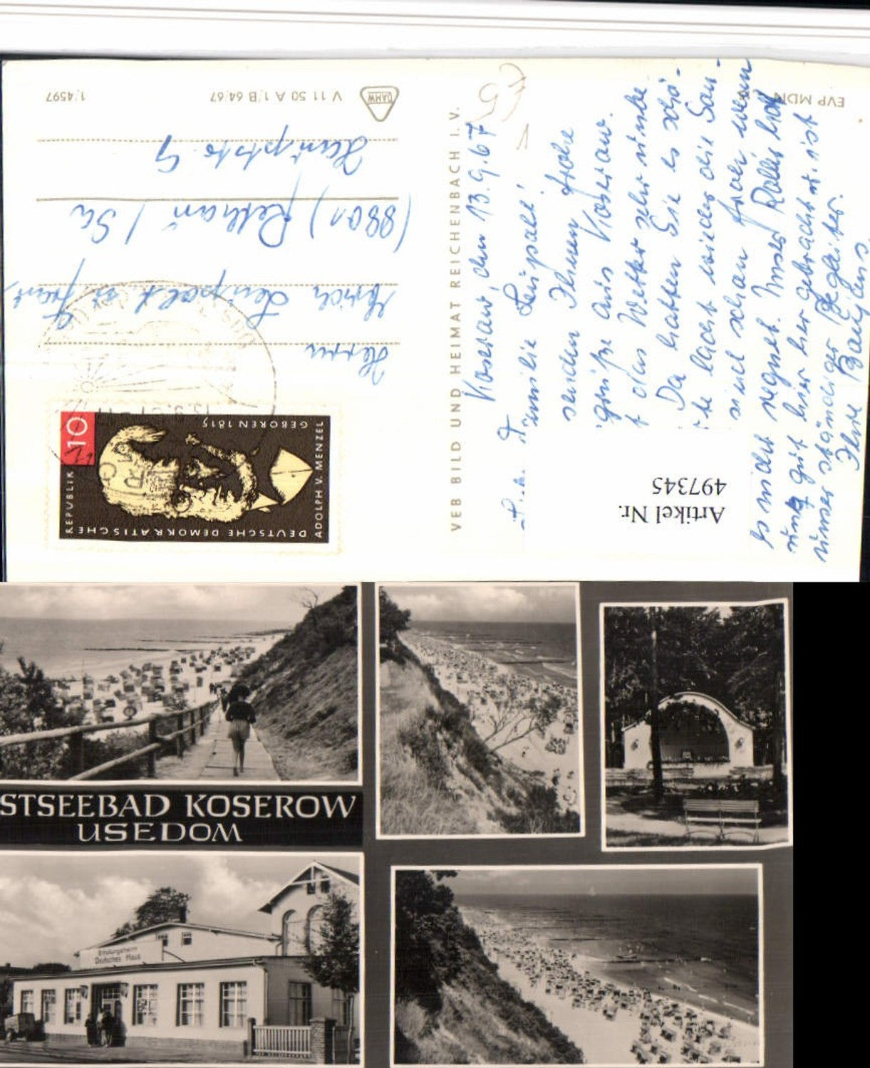497345,Ostseebad Koserow Strand Erholungsheim Mehrbildkarte pub VEB