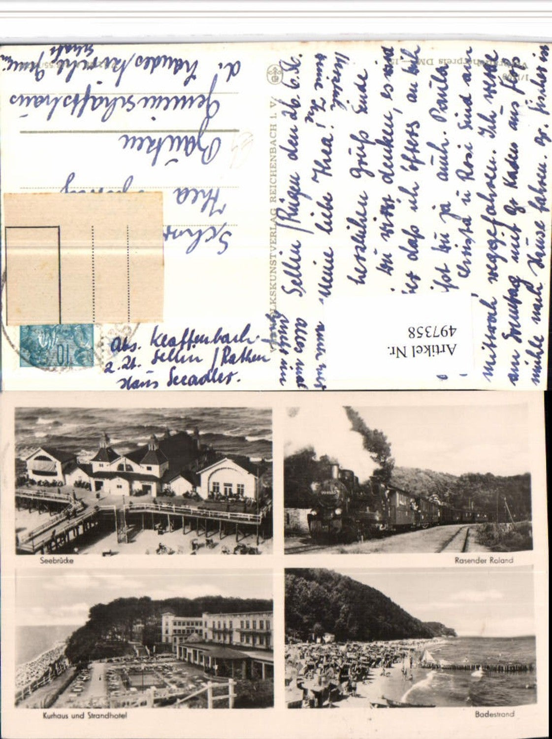 497358,Sellin Strandleben Seebrücke Lokomotive Mehrbildkarte