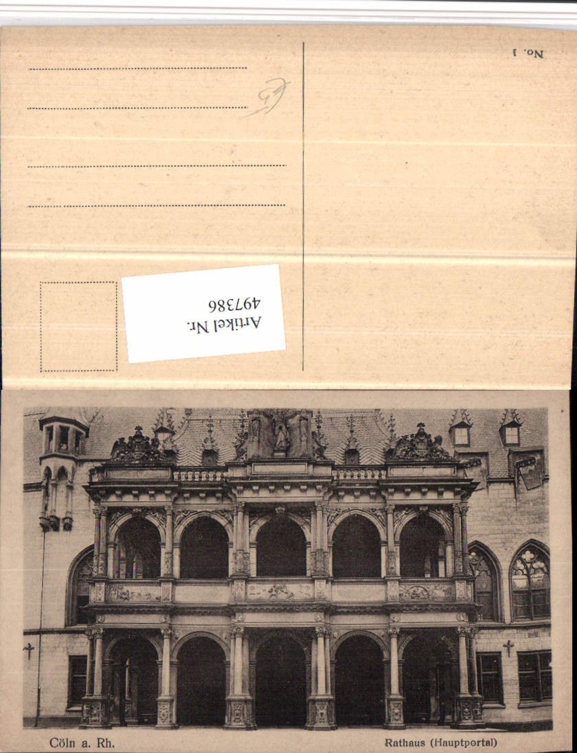 497386,Cöln Köln am Rhein Rathaus Hauptportal Arkaden