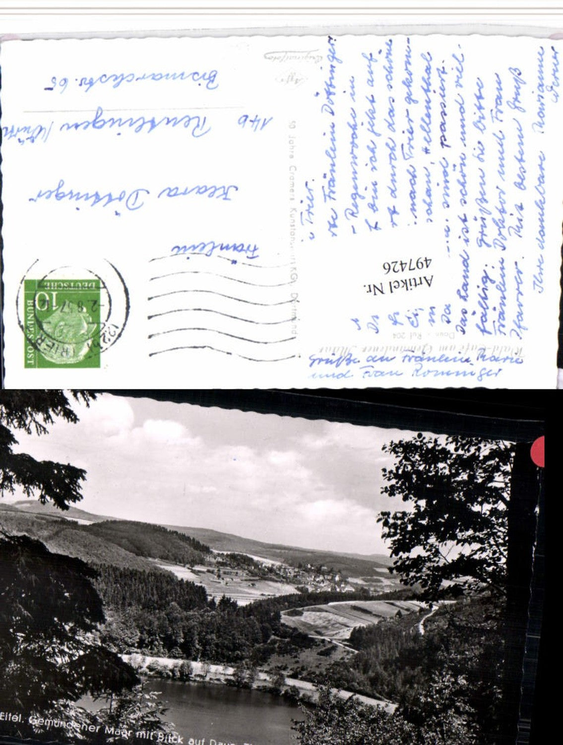 497426,Daun in d. Eifel Gemündener Maar m. Daun Teilansicht