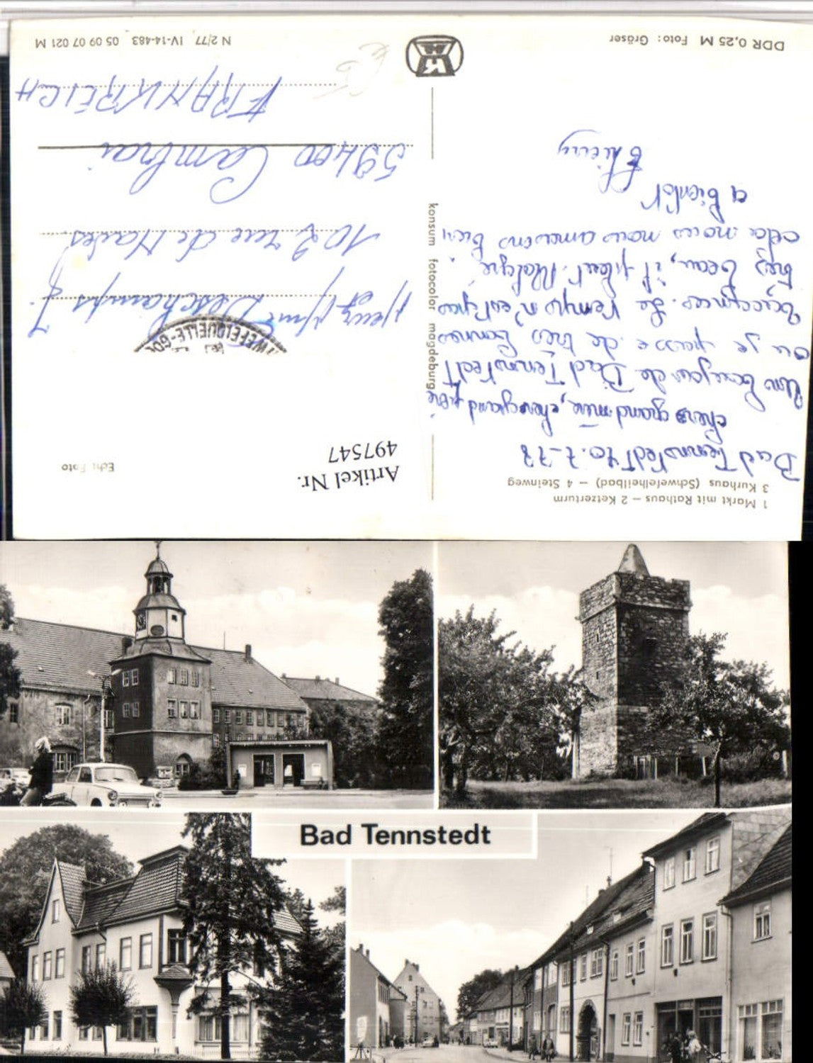 497547, Bad Tennstedt Market Town Hall Spa Tower Multi-view postcard
