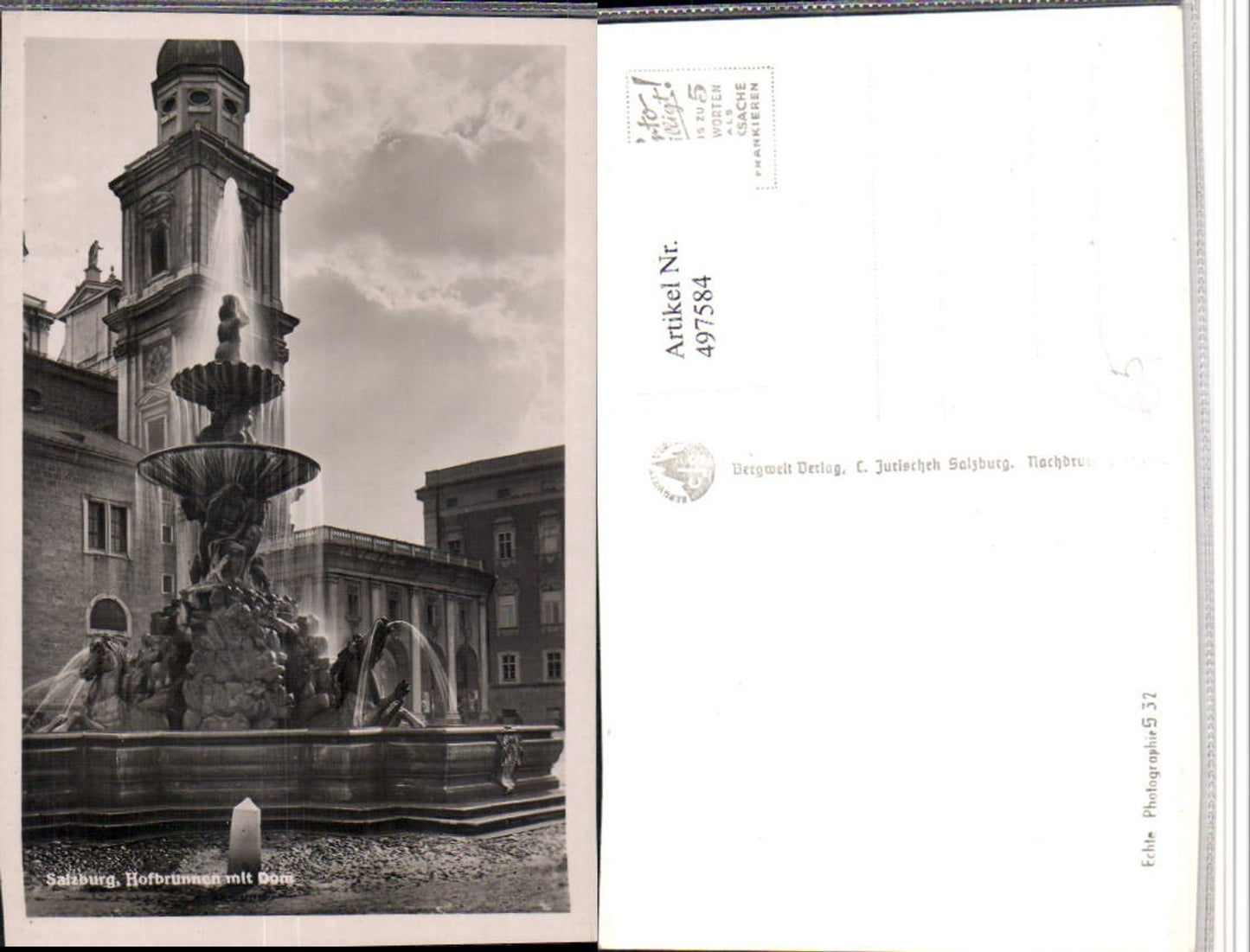 497584,Salzburg Hofbrunnen Brunnen m. Dom Kirche
