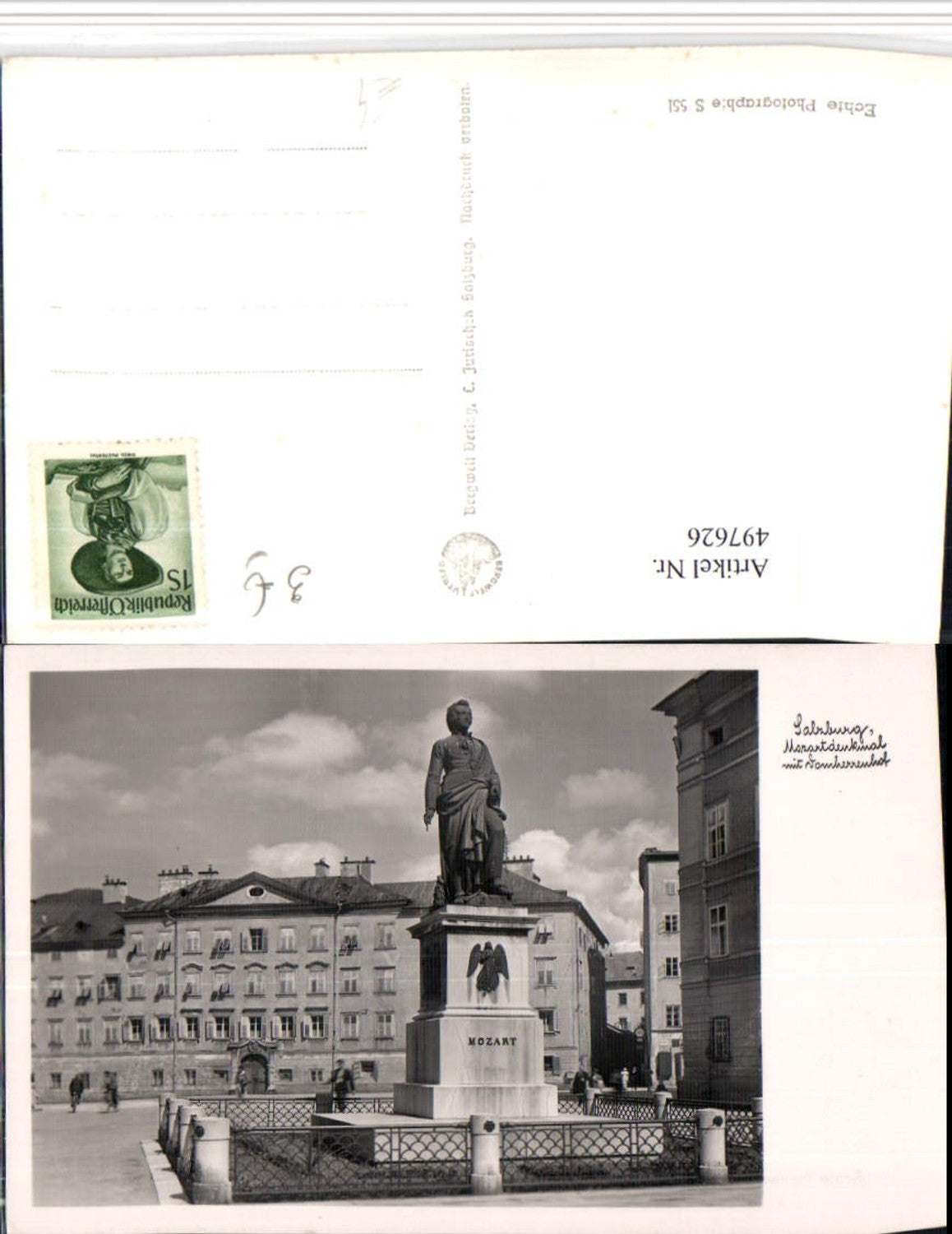 497626,Salzburg Mozart-Denkmal m. Domherrenhof