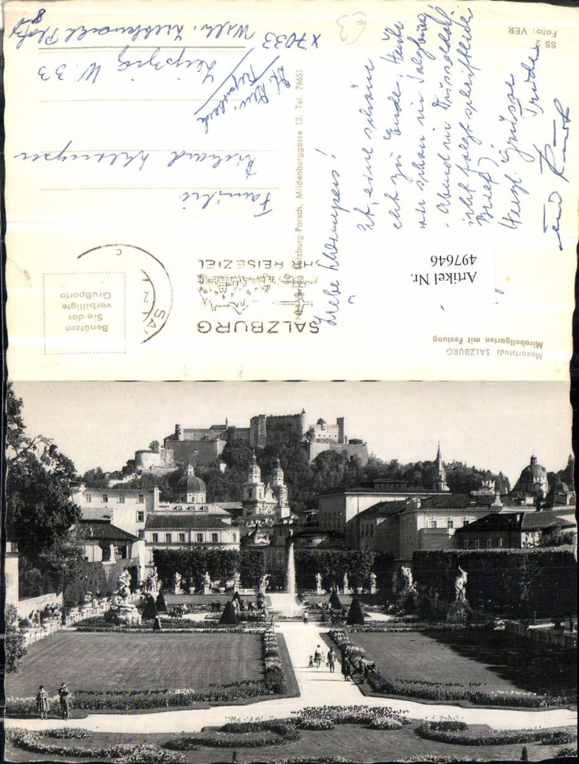 497646,Salzburg Teilansicht Mirabellgarten m. Festung