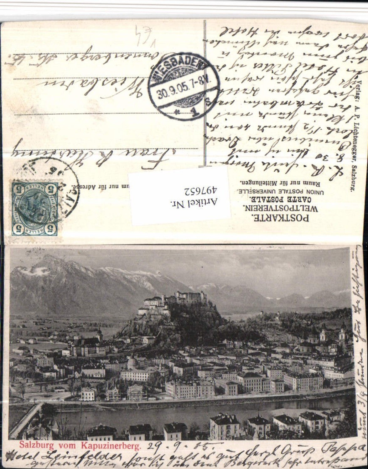 497652,Salzburg Totale m. Festung vom Kapuzinerberg pub A.P. Lichtenegger