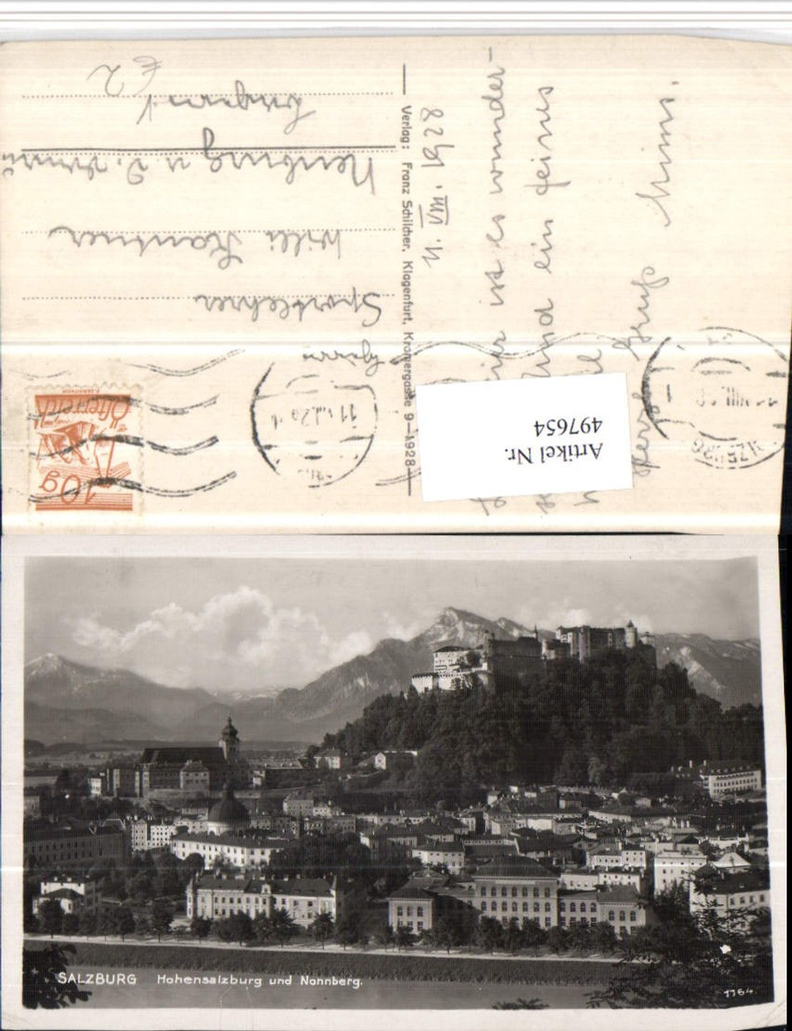 497654,Salzburg Teilansicht m. Festung Bergkulisse pub F. Schilcher 1164