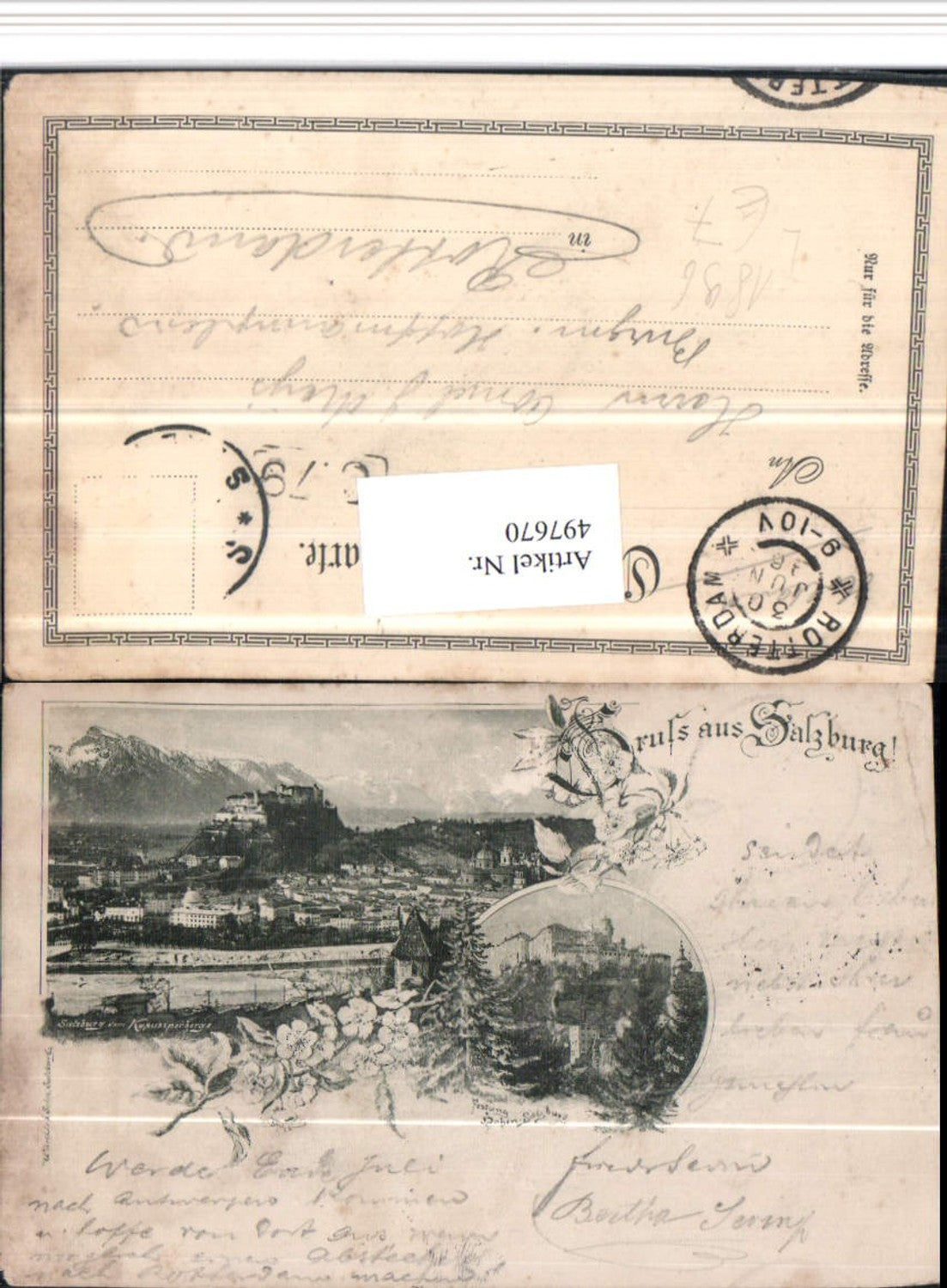 497670,Litho Gruß aus Salzburg 1896 Totale Festung Mehrbildkarte