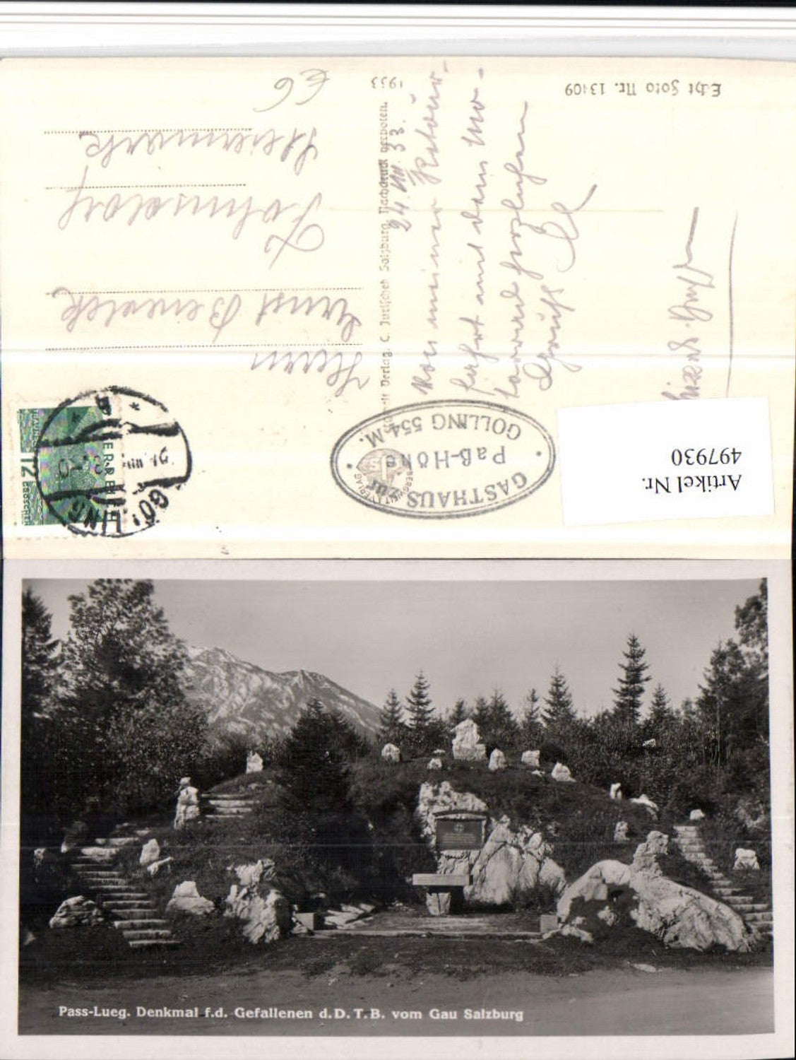 497930,Pass-Lueg Denkmal d. Gefallenen vom Gau b. Golling