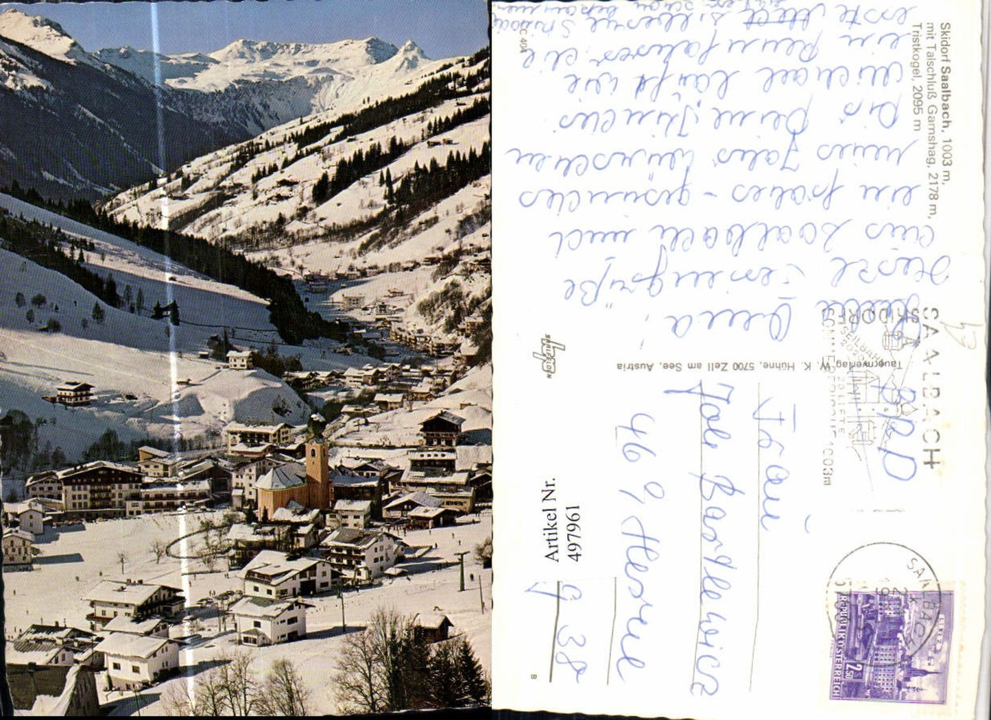 497961,Saalbach Totale m. Tristkogel Bergkulisse Winterbild