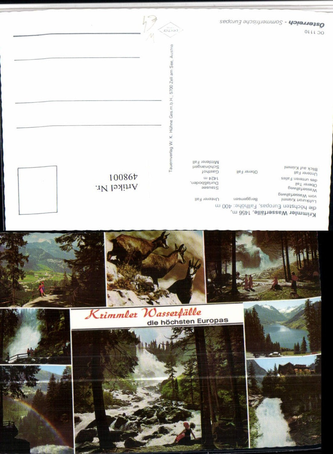 498001,Krimmler Wasserfälle b. Krimml Gämse Mehrbildkarte