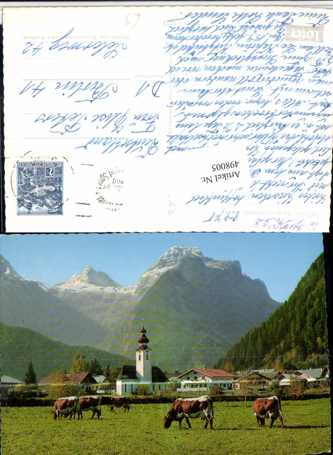 498005,Lofer Teilansicht Kirche m. Steinbergen Bergkulisse