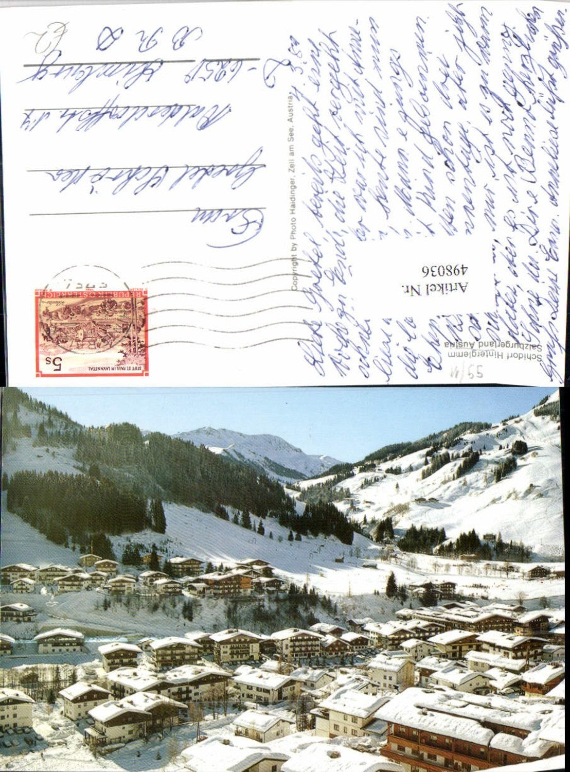 498036,Hinterglemm Teilansicht Bergkulisse Winterbild