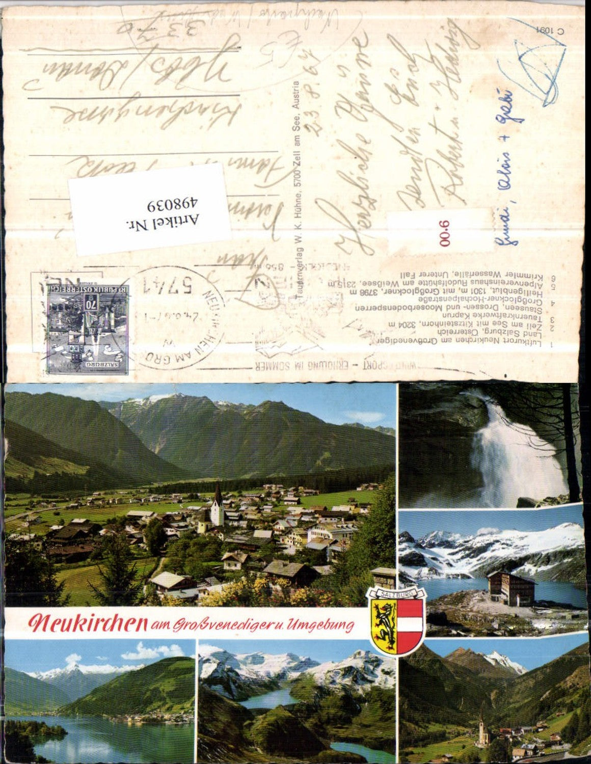 498039,Neukirchen Totale Zell am See Wasserfall Mehrbildkarte Nachporto
