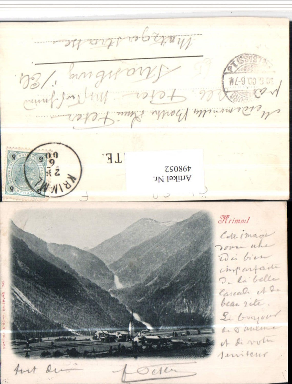 498052,Krimml Totale m. Wasserfällen Bergkulisse