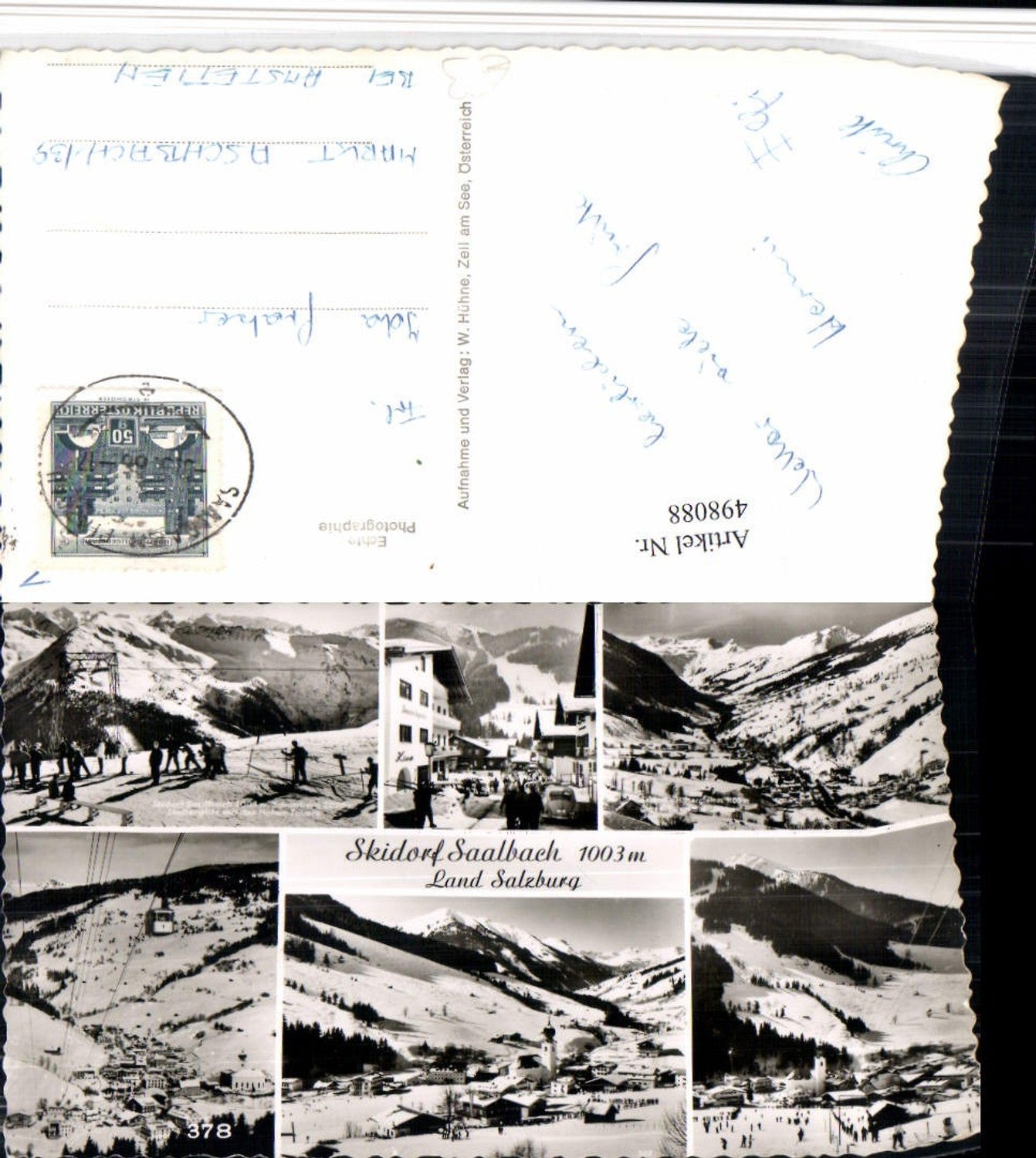 498088,Saalbach Totale Seilbahn Skilift Mehrbildkarte