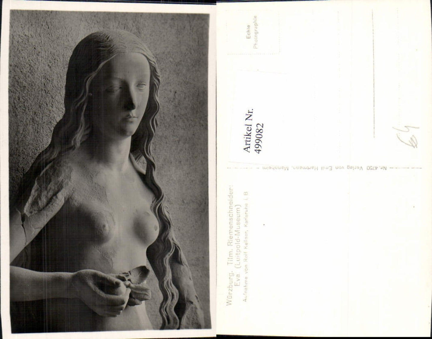 499082,Plastik Figur Skulptur Tilm. Riemenschneider Eva Barbusige Frau Erotik