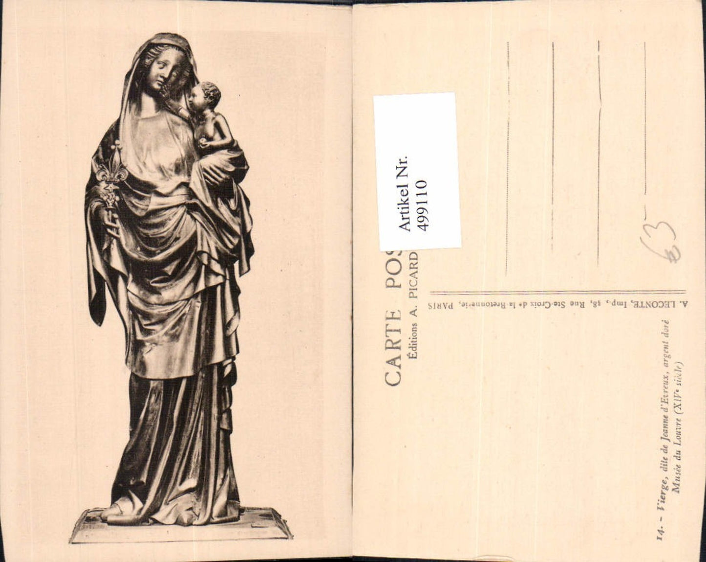 499110,Plastik Figur Skulptur Vierge Jeanne d Evreux Frau m. Kind