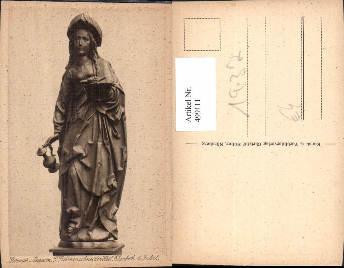 499111,Plastik Figur Skulptur Tilm. Riemenschneider Heil. Elisabeth Frau Religion
