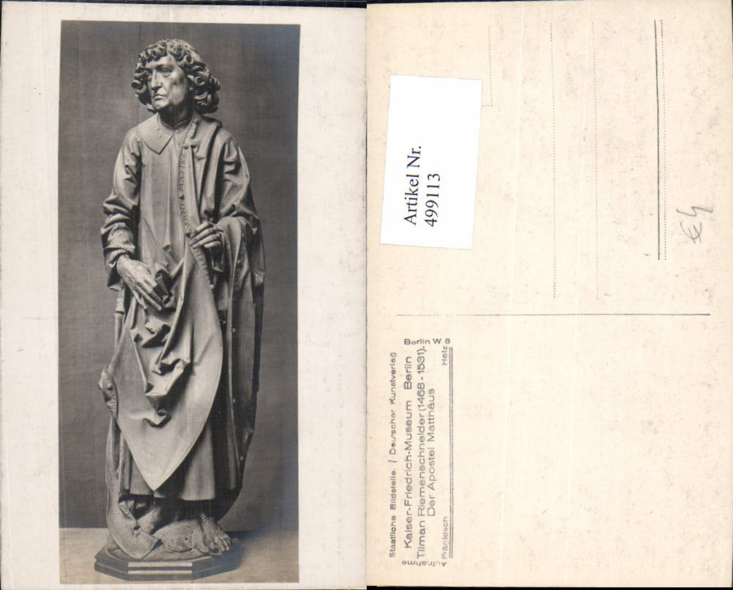 499113,Plastik Figur Skulptur Tilman Riemenschneider Der Apostel Matthäus