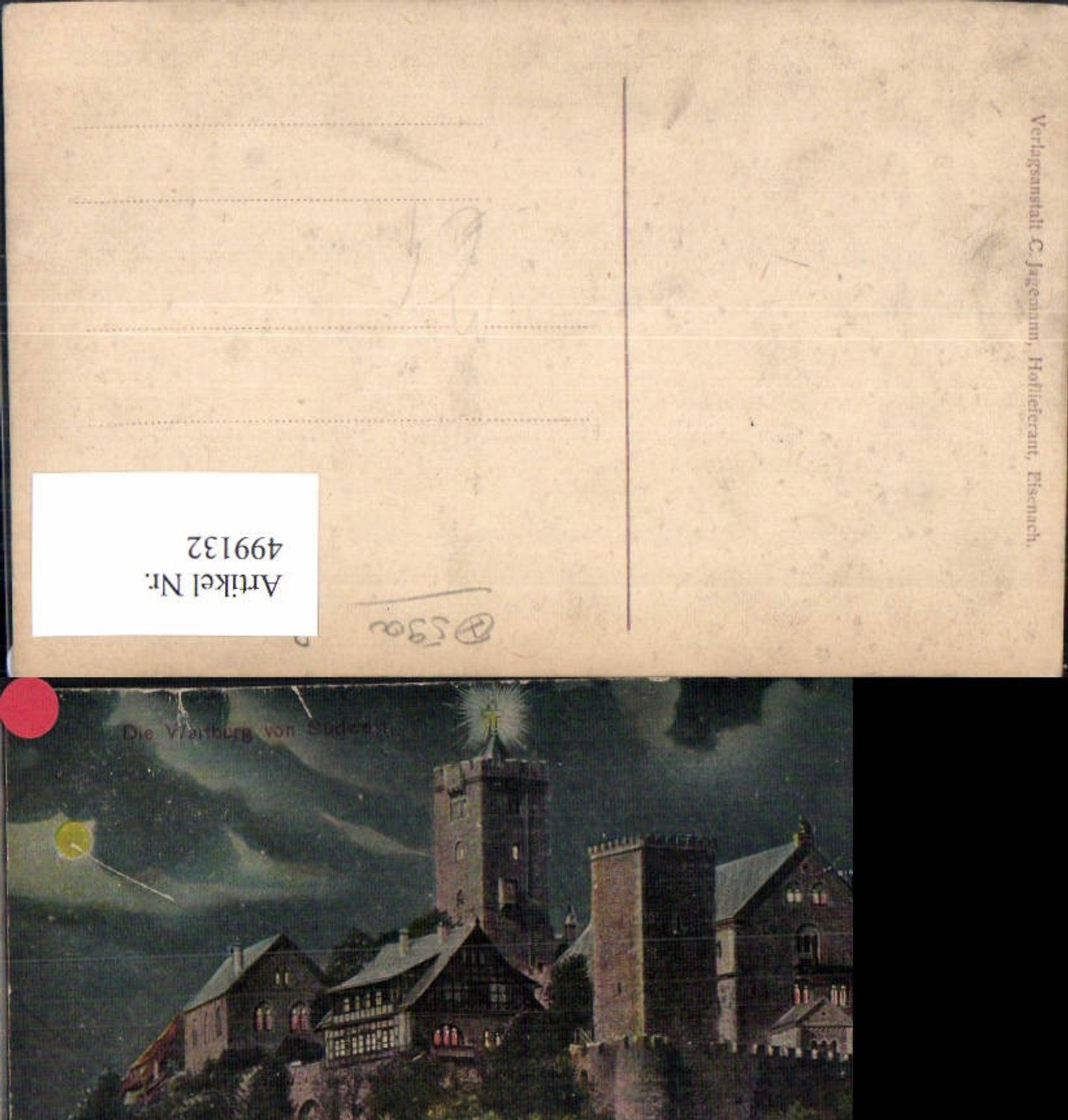499132,Künstler Ak Die Wartburg v. Südwest Burg Mondschein Mond