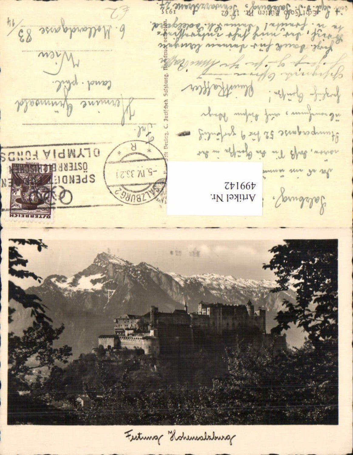 499142,Foto Ak Burg Festung Hohensalzburg Salzburg