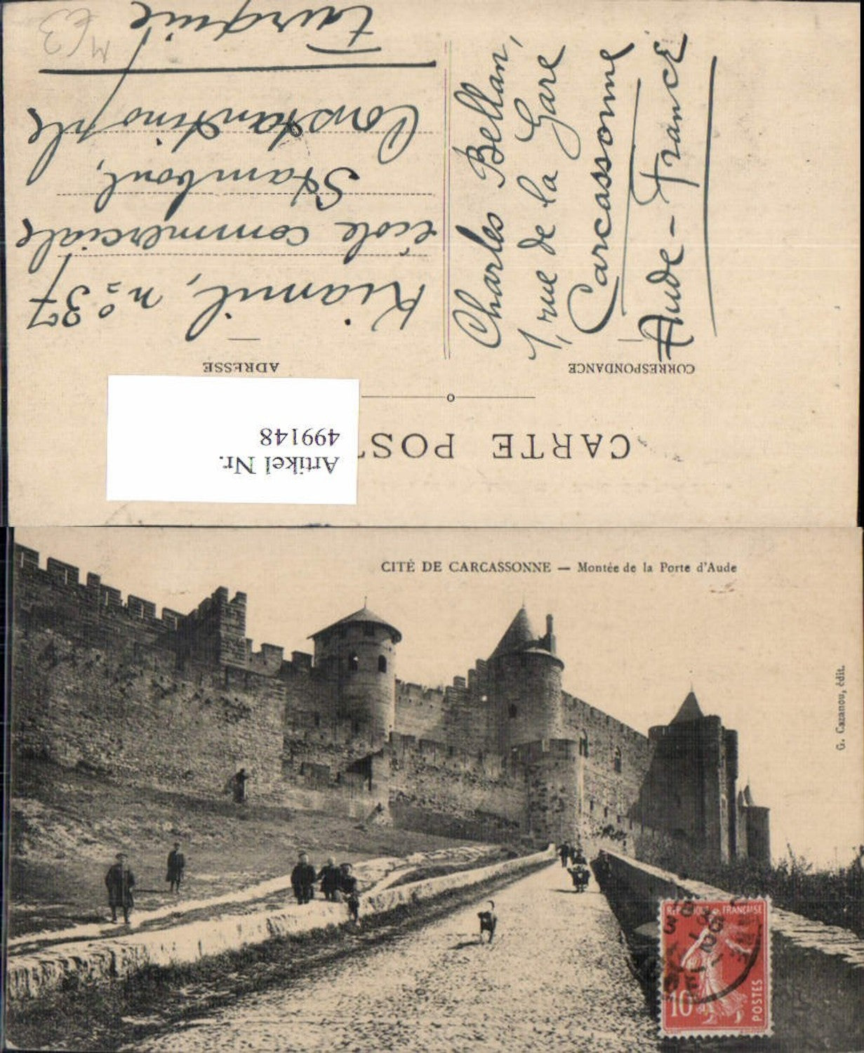 499148,Schloss Burg Cite de Carcassonne Montee de la Porte d Aude