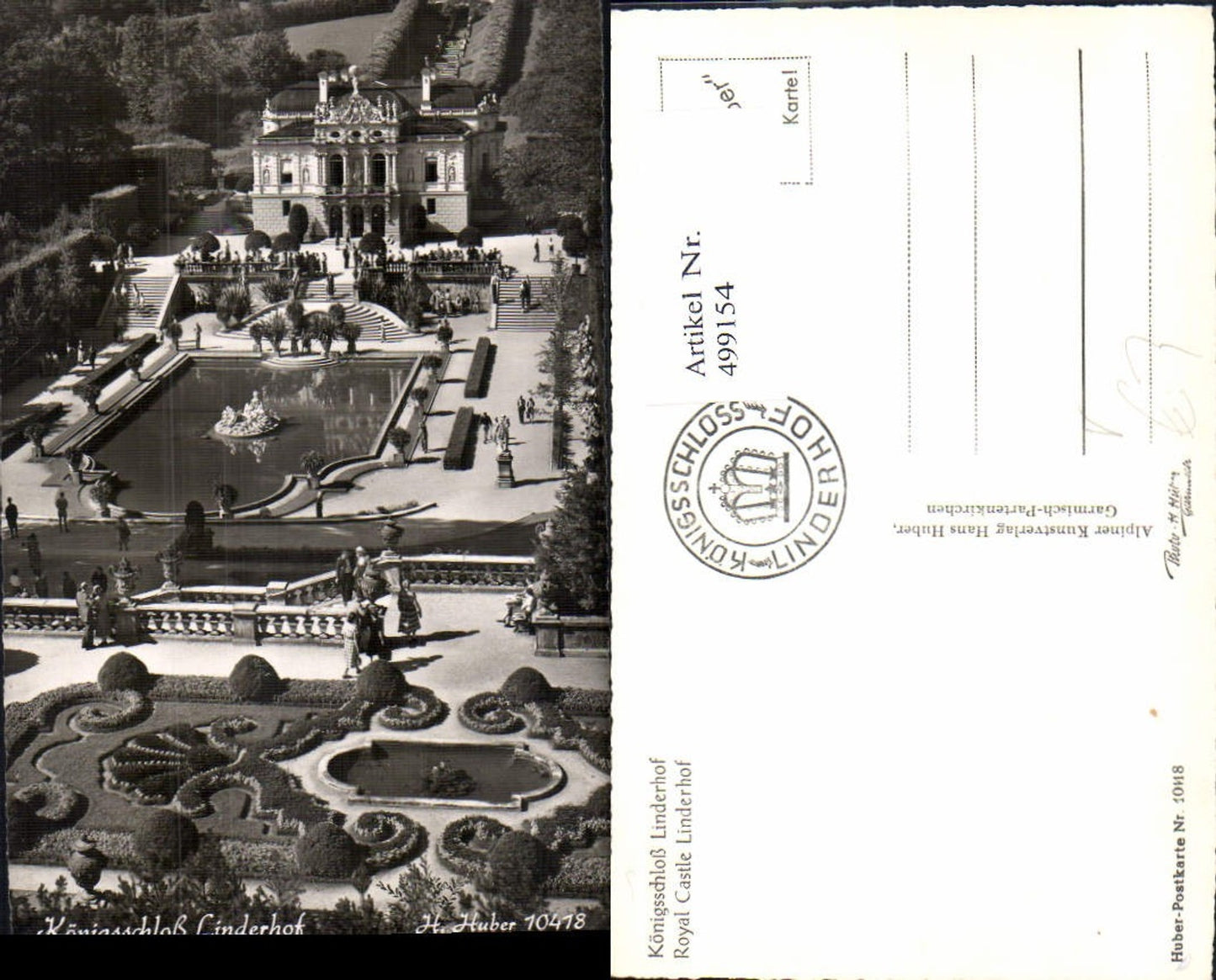 499154,Foto Ak Schloss Königsschloss Linderhof Ettal pub Huber 10418
