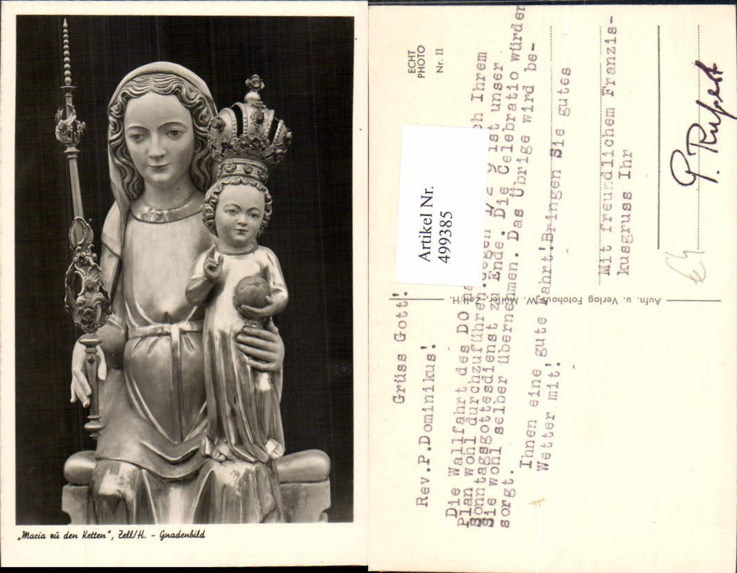 499385,Plastik Figur Skulptur Maria z. d. Ketten Zell Harmersbach Gnadenbild