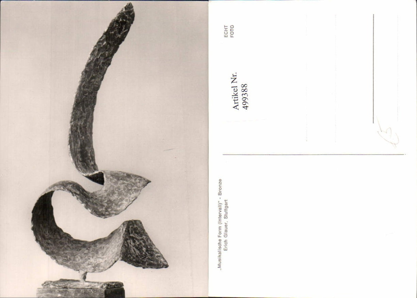 499388,Foto Ak Plastik Figur Skulptur Erich Glauer Musikalische Form Intervall Bronze Stuttgart