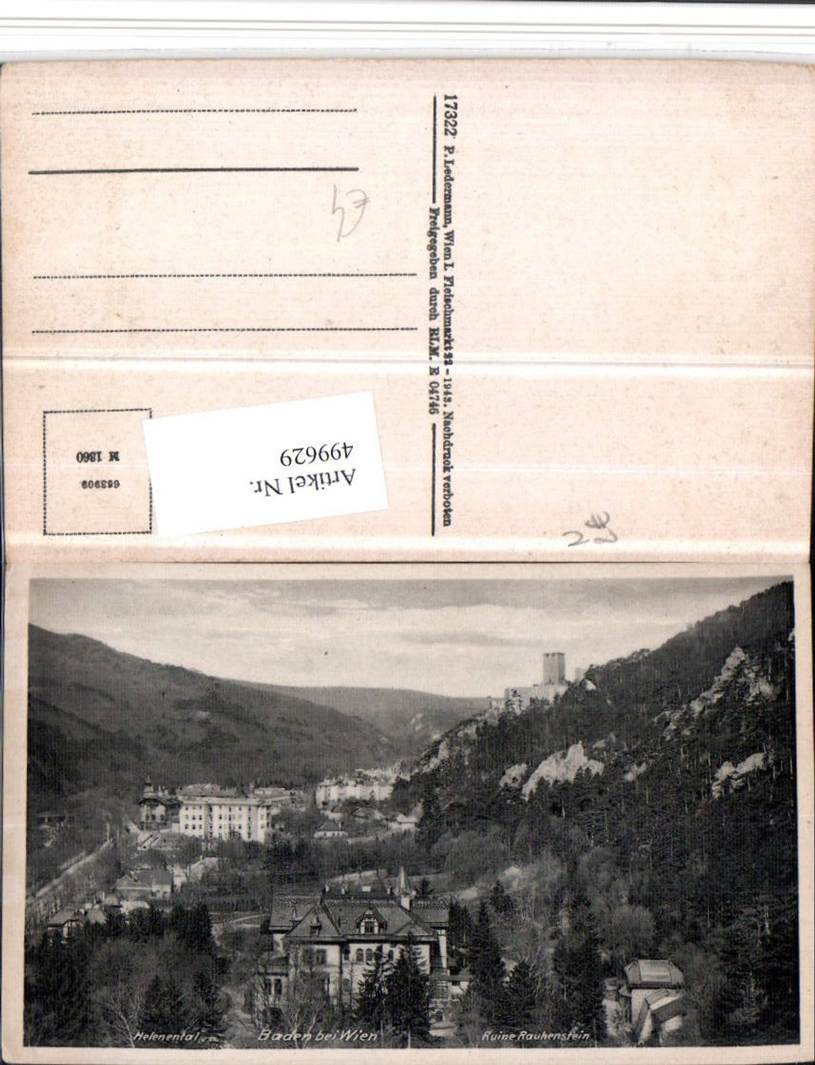 499629,Baden b. Wien Helenental Ruine Rauhenstein
