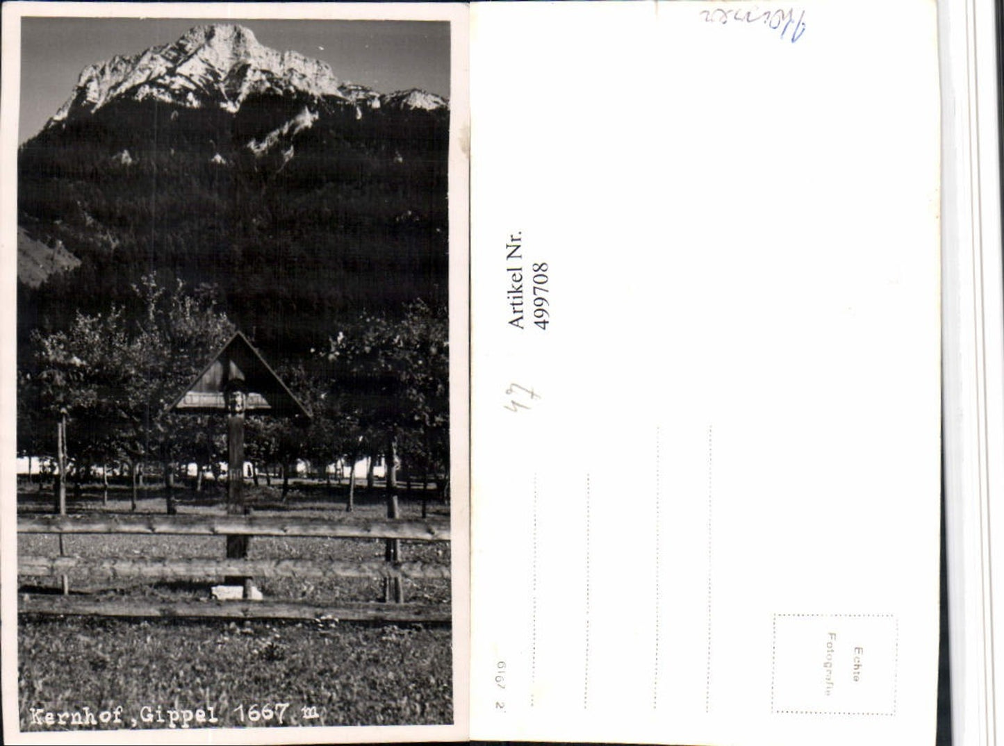 499708,Kernhof b. St. Aegyd am Neuwalde Wegkreuz m. Gippel Bergkulisse