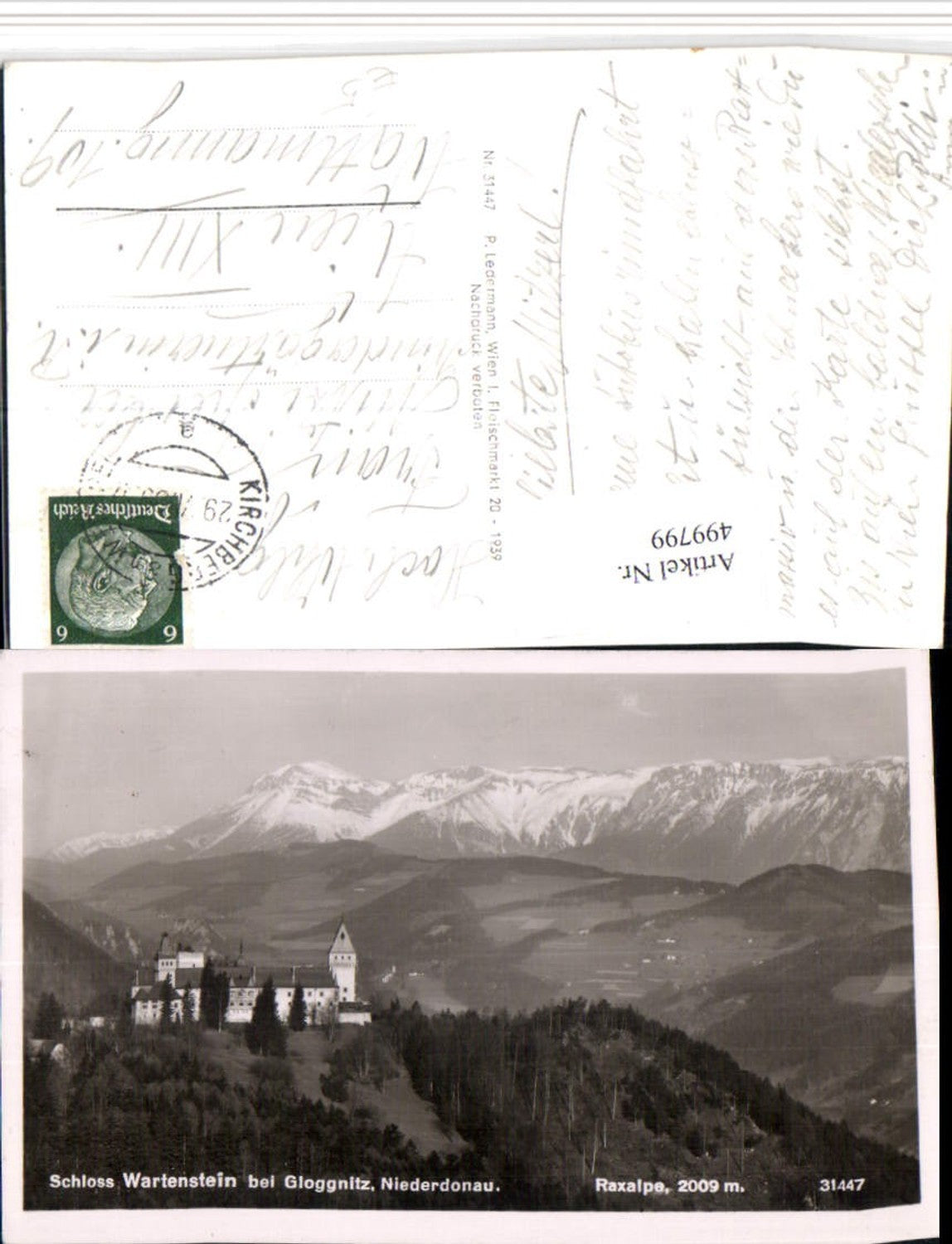 499799,Schloss Wartenstein b. Gloggnitz geg. Rax Bergkulisse