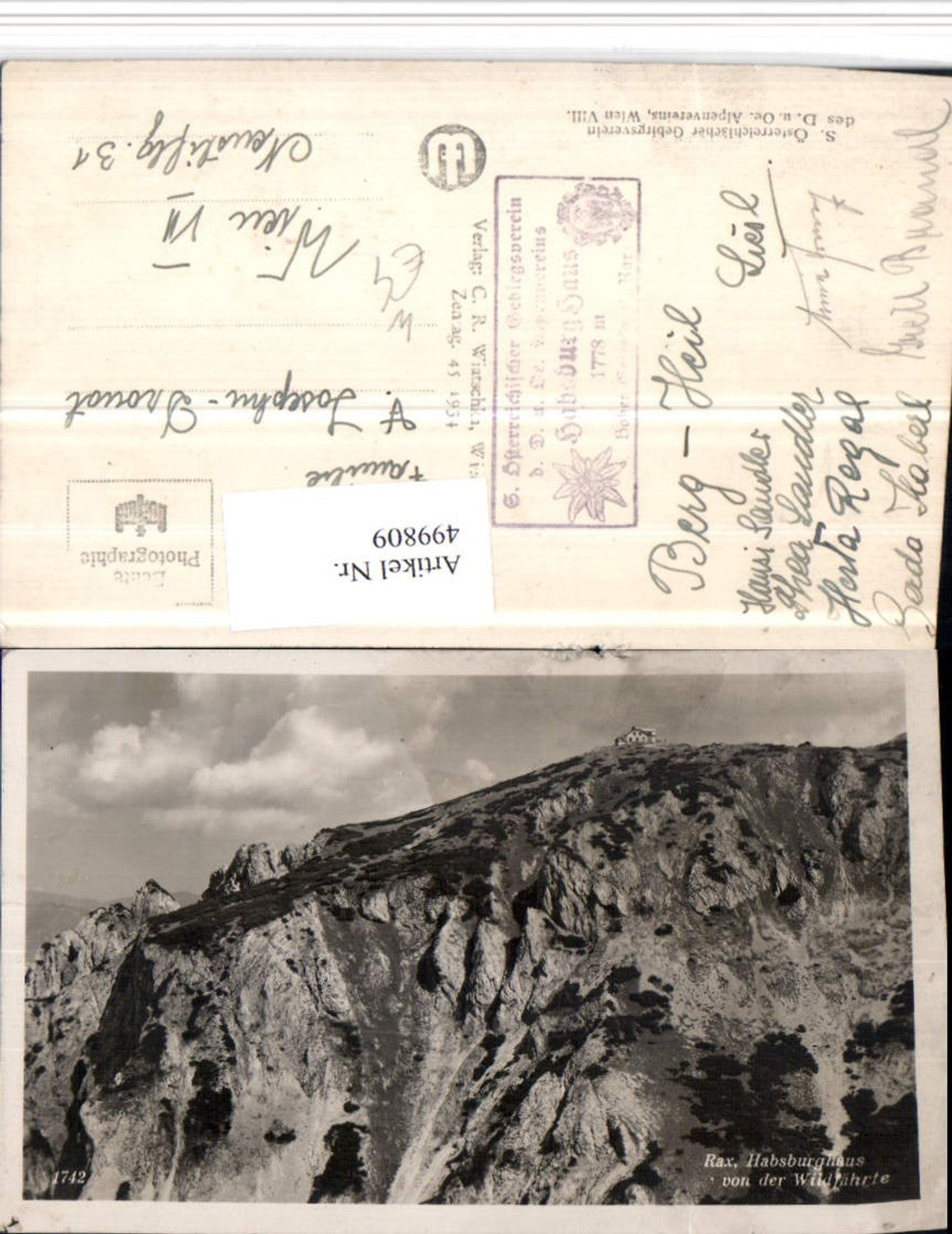 499809,Rax Habsburghaus Berghütte von d. Wildfährte b. Schwarzau